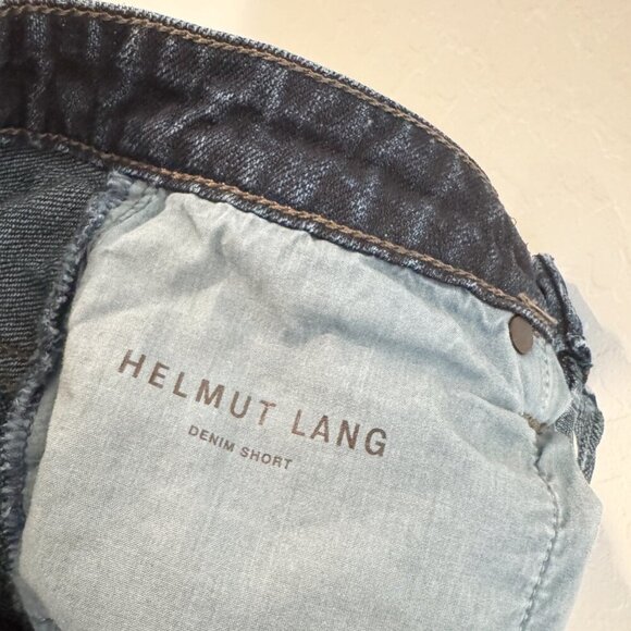 Helmut Lang Denim High Rise Button Fly Dark Wash Jean Shorts Designer Luxury 24 - Picture 6 of 7